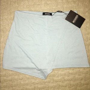 Misguided Powder blue envelope skirt