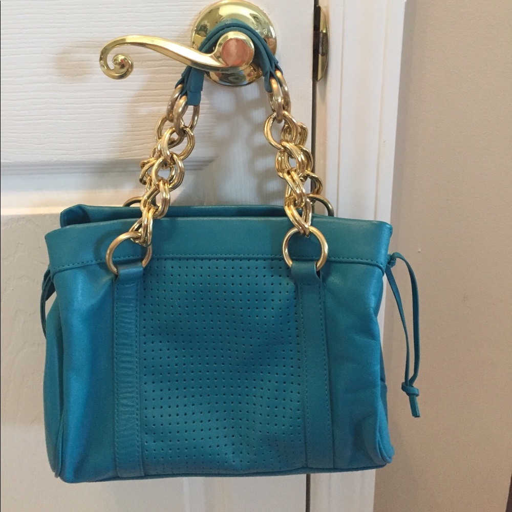 Teal leather Gianni Bini handbag