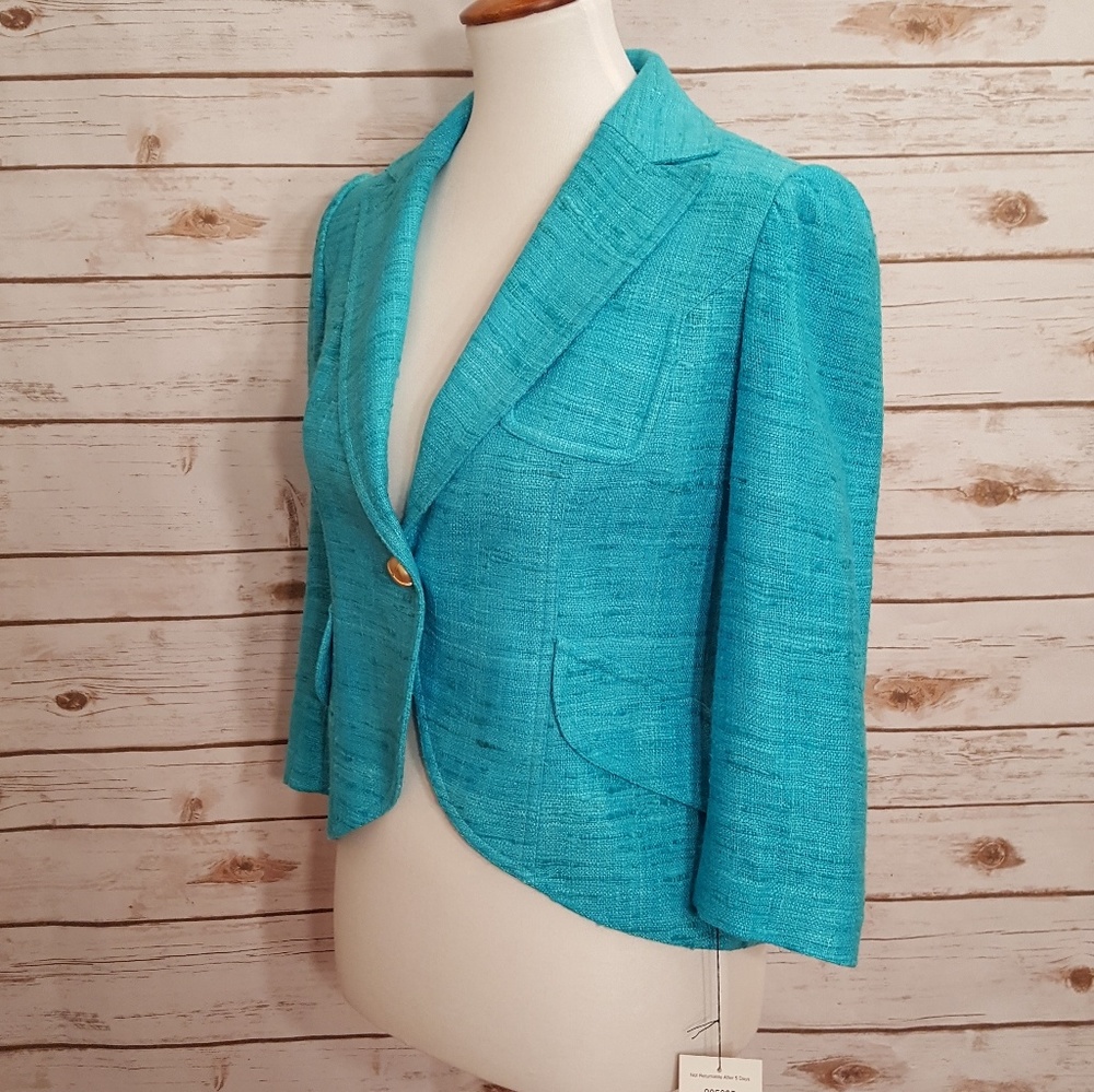 100% Silk Brilliant Blue jacket NWT