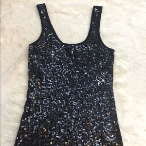 Black Express Sequin Tank Top