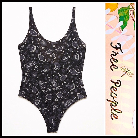 ❌SOLD❌FREE PEOPLE Boho Print Bodysuit - Picture 3 of 8
