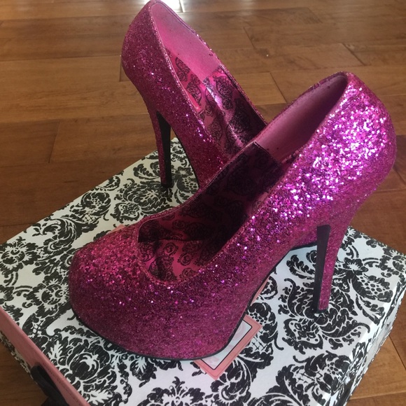 Bordello Pink Glitter Heels 