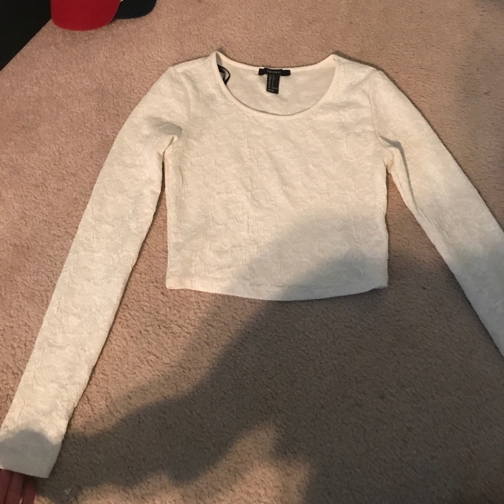 Long sleeve white crop top