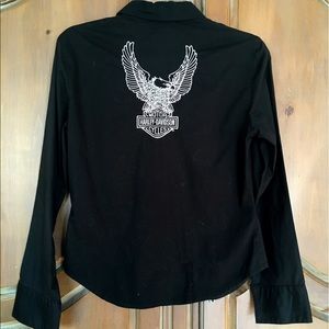 Harley Wing Logo Black Zip Shirt