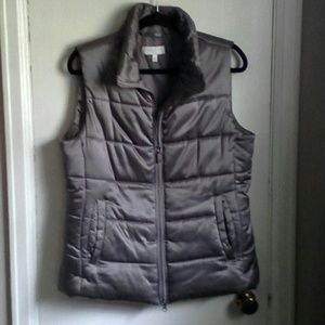 Talbots taupe down puffy vest