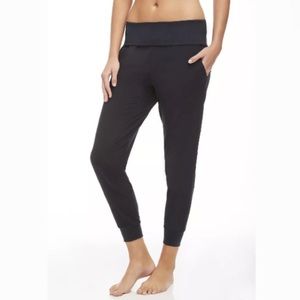 Fabletics fold over black jogger active pant