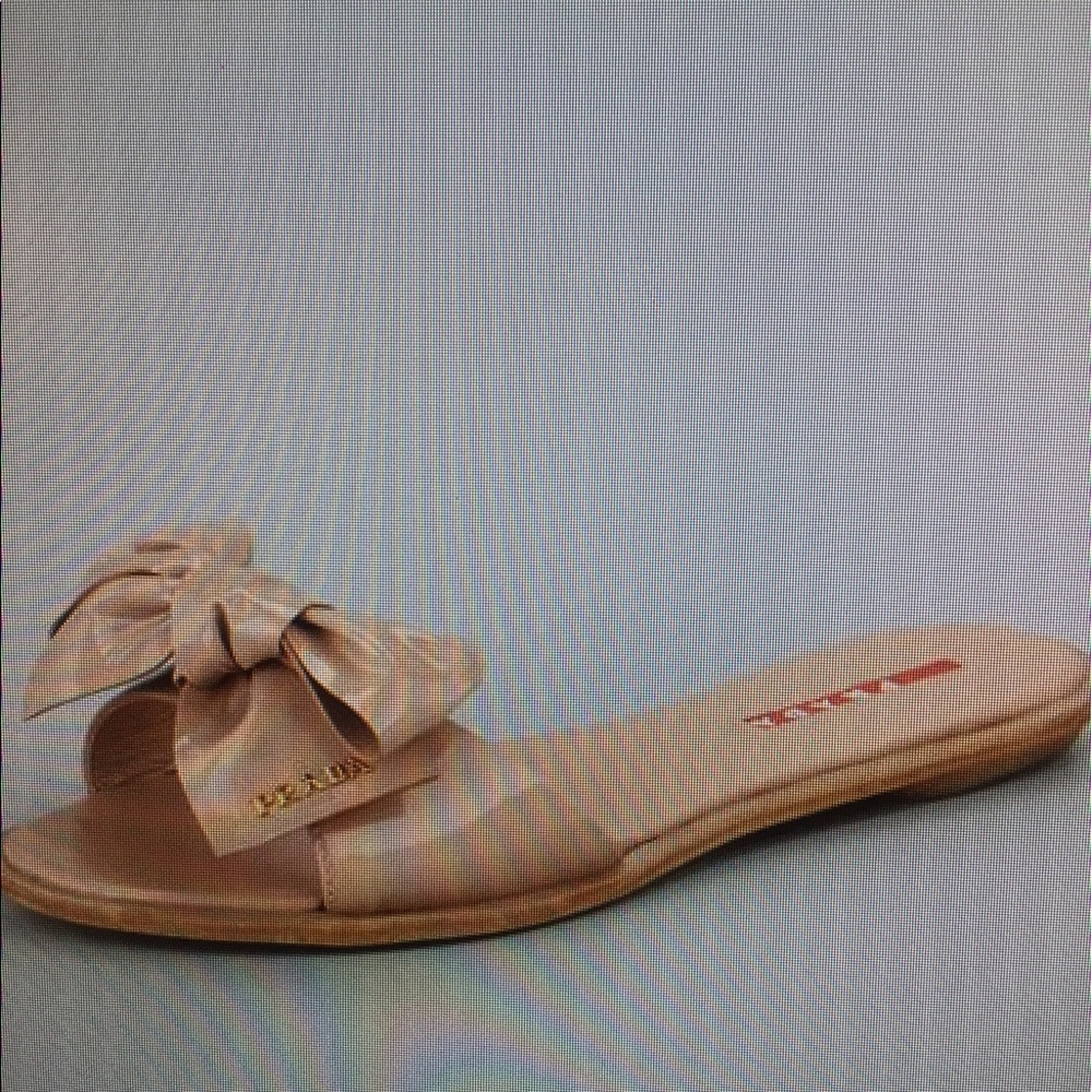 Prada nude bow slides