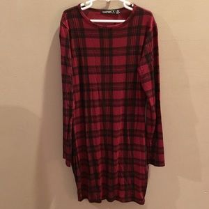 Boohoo bodycon plaid mini dress