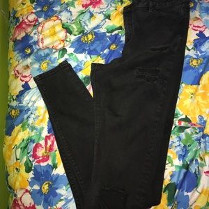 ASOS black distressed jeans.