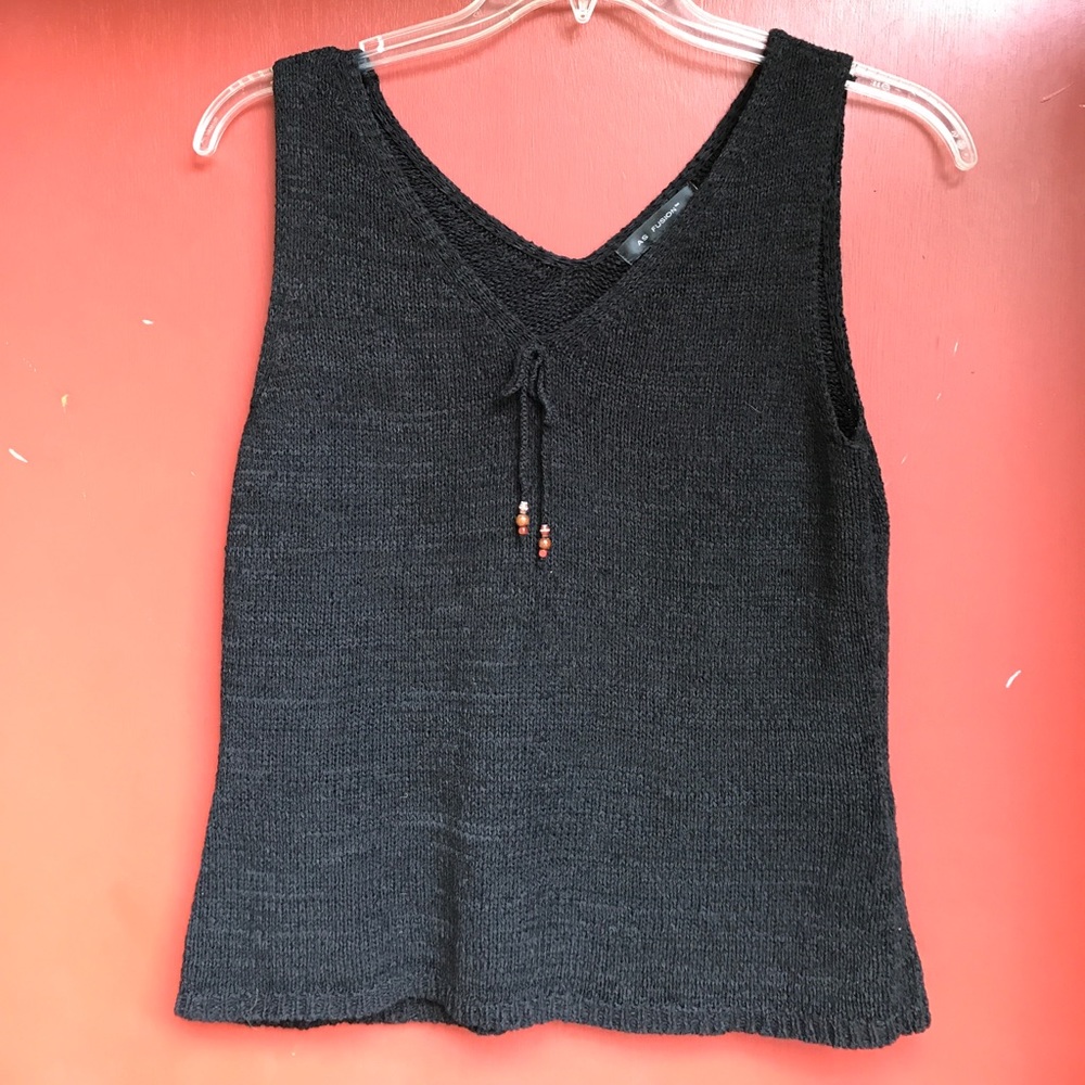 Tank Top Sweater Top with Beads on Tie.
