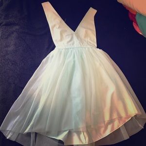 Turquoise deep v neck dress