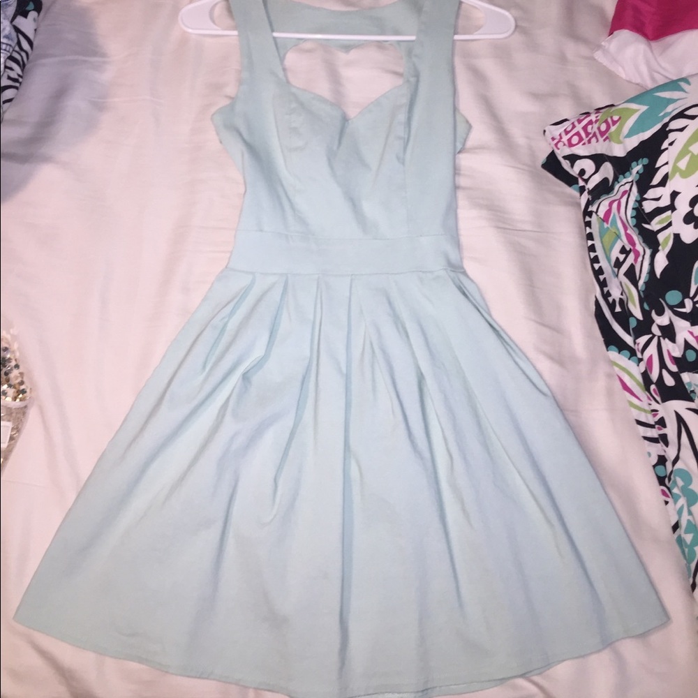 Blue heart shape cut out dress
