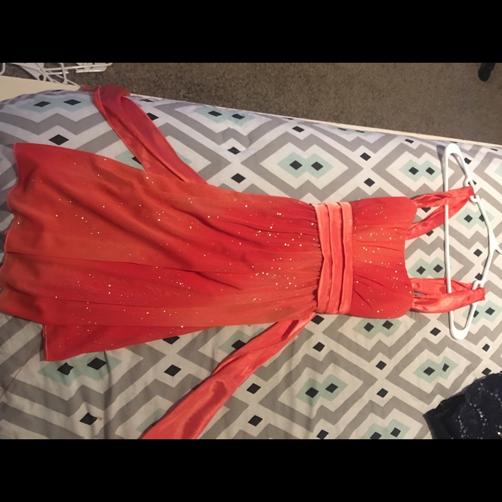 Orangish red sparkly dress