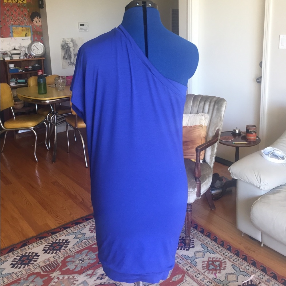 Jersey royal blue one/shoulder dress