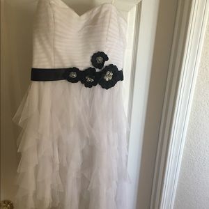 White & black high low dress