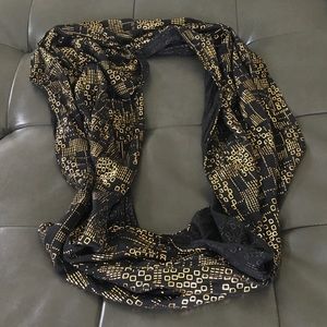 Black and gold infinity scarf