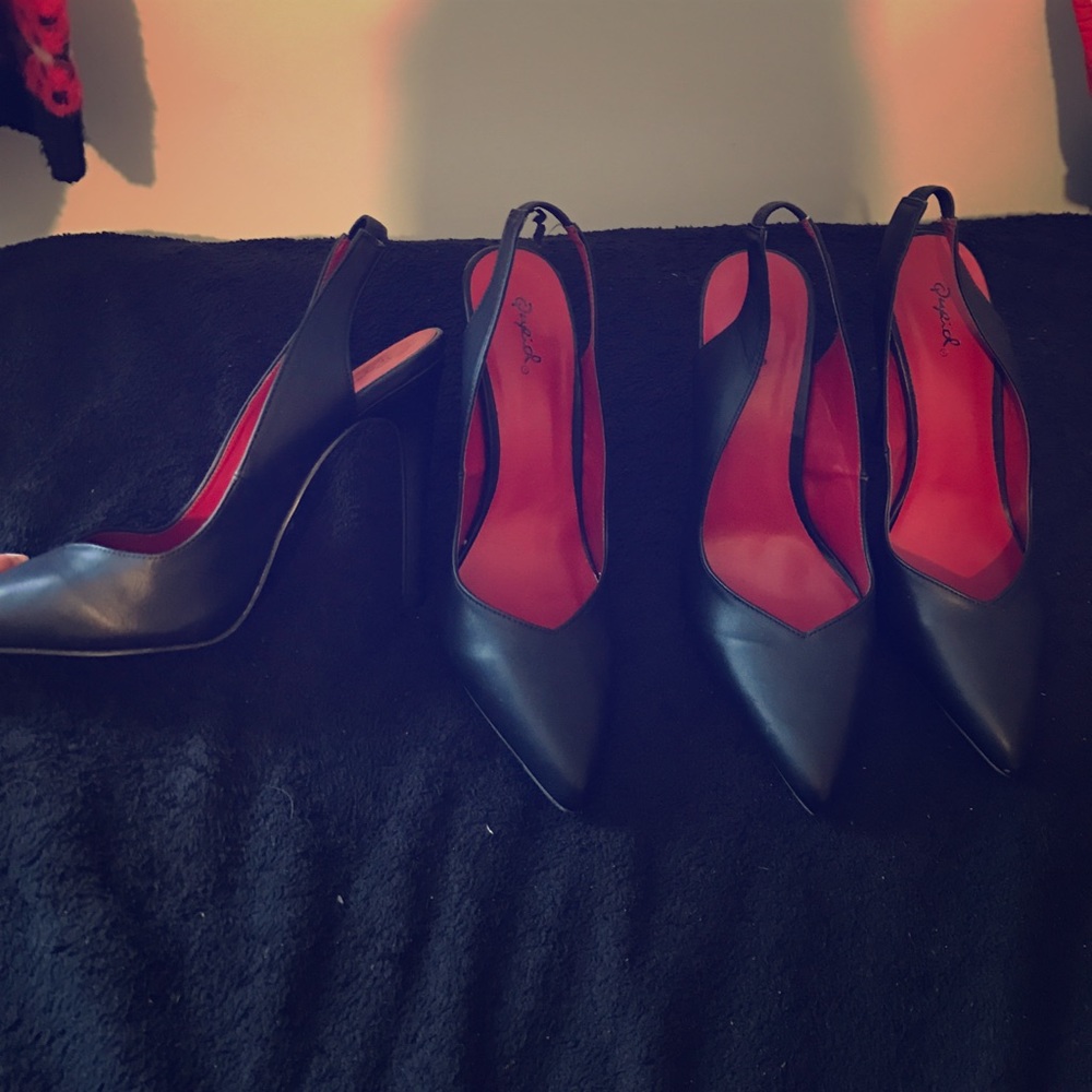 Black sling back heels