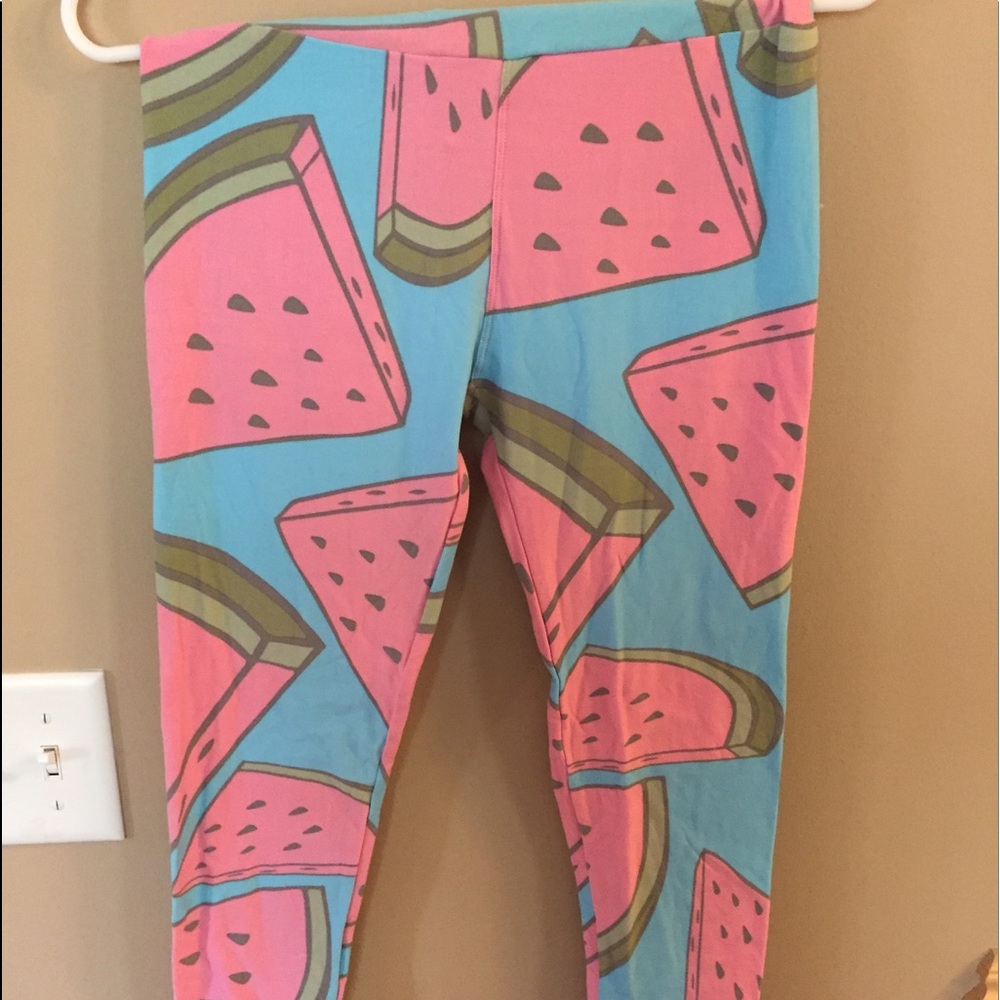 Lularoe watermelon leggings, OS, NWOT. Unicorns!