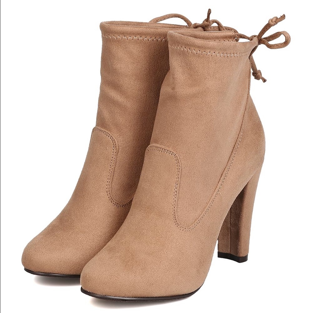 Pamela-07 taupe heel booties