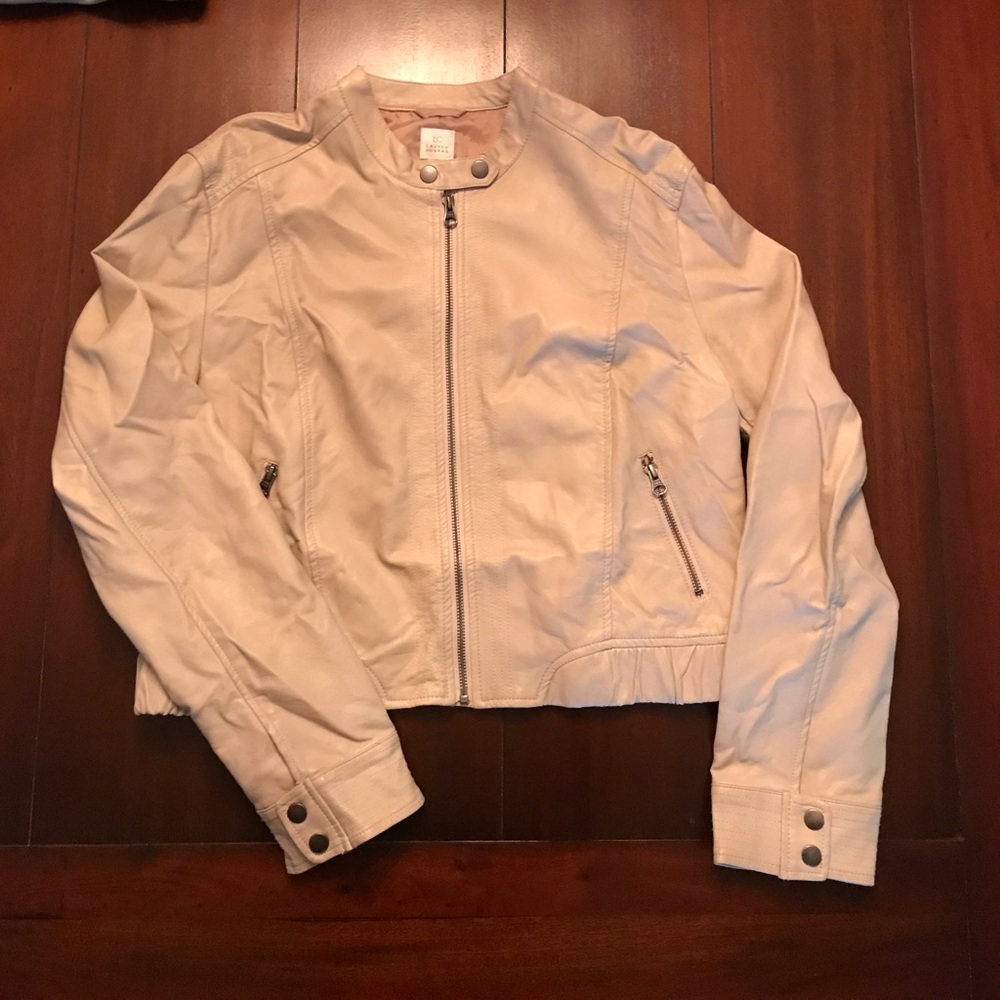 Faux leather Lauren Conrad cream jacket