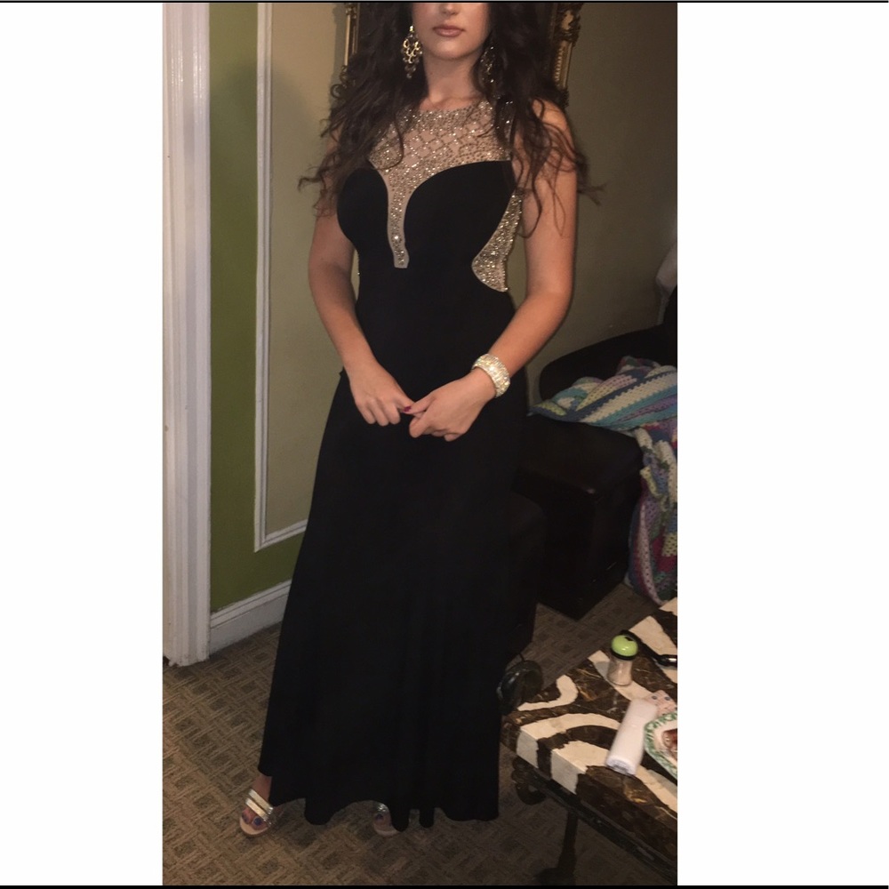Prom Dress (Black with gold beading)