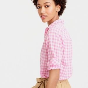J. Crew gingham button up boy shirt