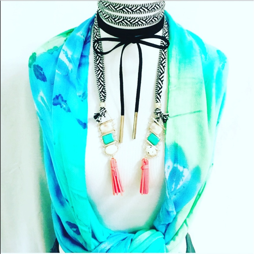 🆕Semi Precious Stone Braided Cord Lariat
