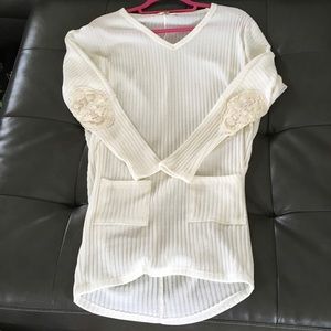 Cream top with Lace detail on elbows