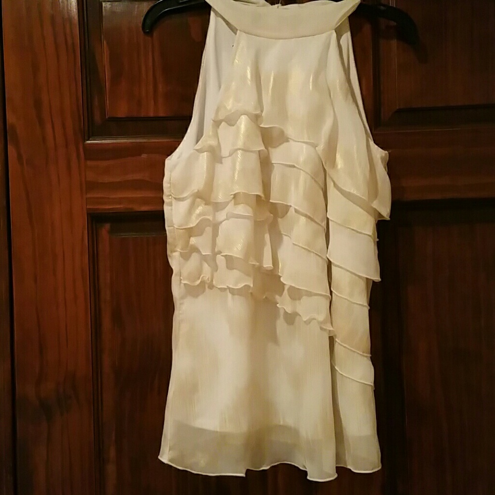 Gold and cream sleeveless top