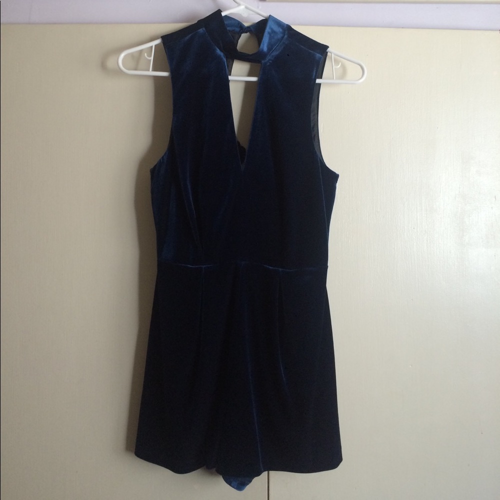 Topshop Blue Velvet Romper