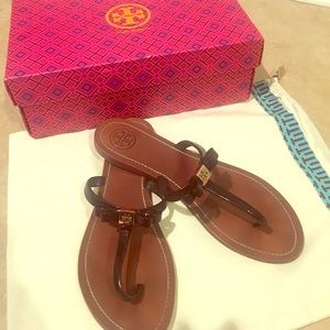 Tory Burch Black Patent Leather Sandals