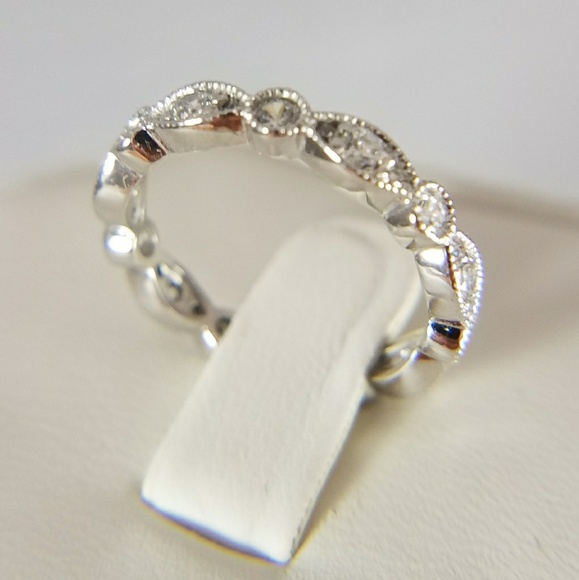 14k Solid White Gold Eternity Band Ring - Picture 3 of 7