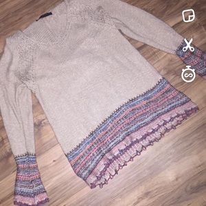 Long sleeve tribal knit shirt