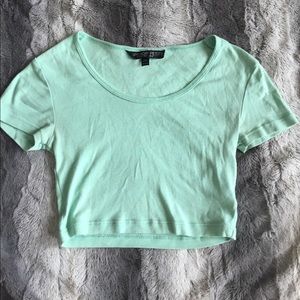 Topshop petite light blue/green crop top