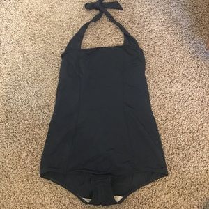 Black 50s Retro Halter One Piece Swimsuit New M