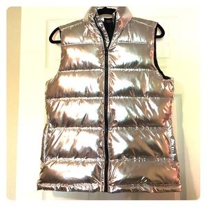 Material Girl Active Silver Metallic Puffer Vest