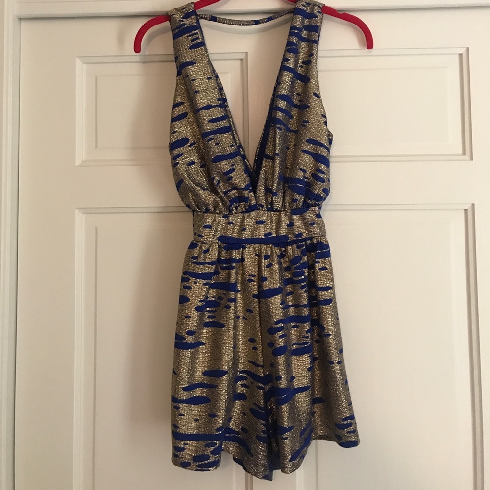 Low cut blue romper small