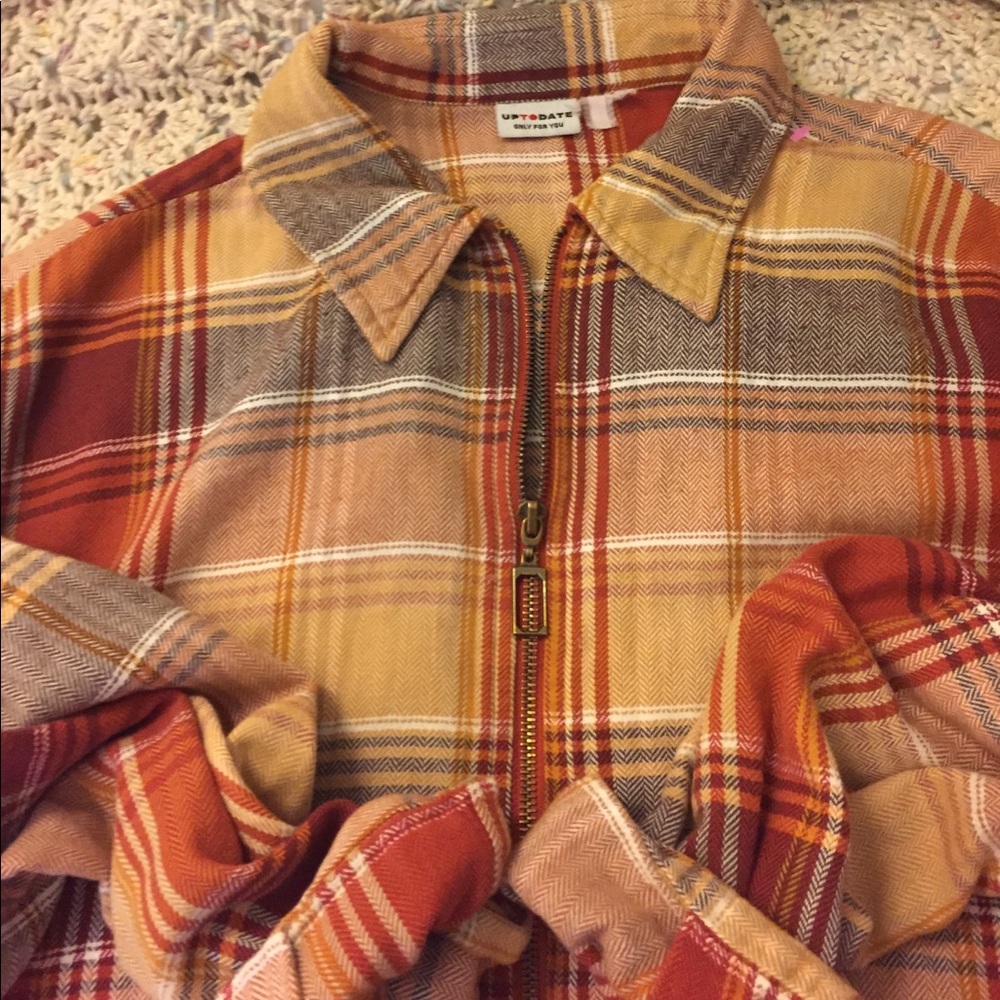 Zippered Flannel Shirt Dress