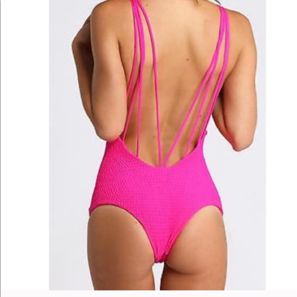 Tori praver swimwear onesie pink Krishna bikini