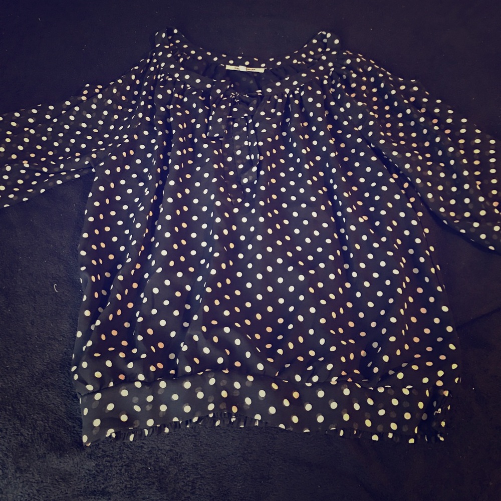 Black and white polka dot blouse