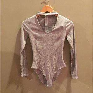 Long sleeve grey body suit