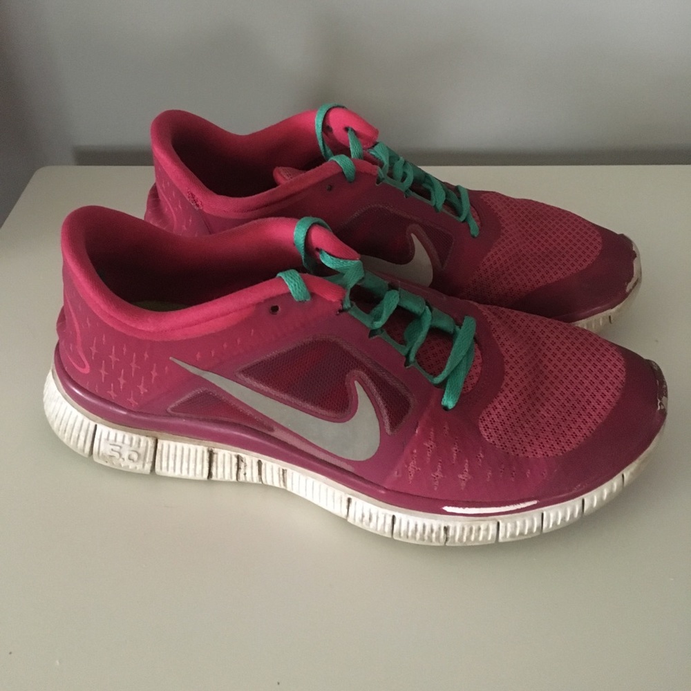 Pink and Teal nike free 5.0
