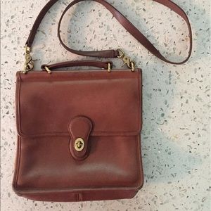 Vintage Coach Tan Leather Court Crossbody Bag