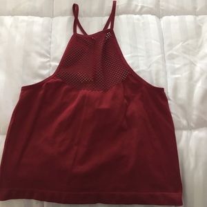 Red mesh racerback crop top