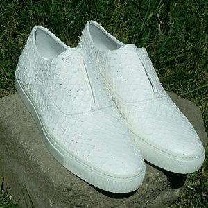 Vince "Nelson" White Python Slide On Sneakers