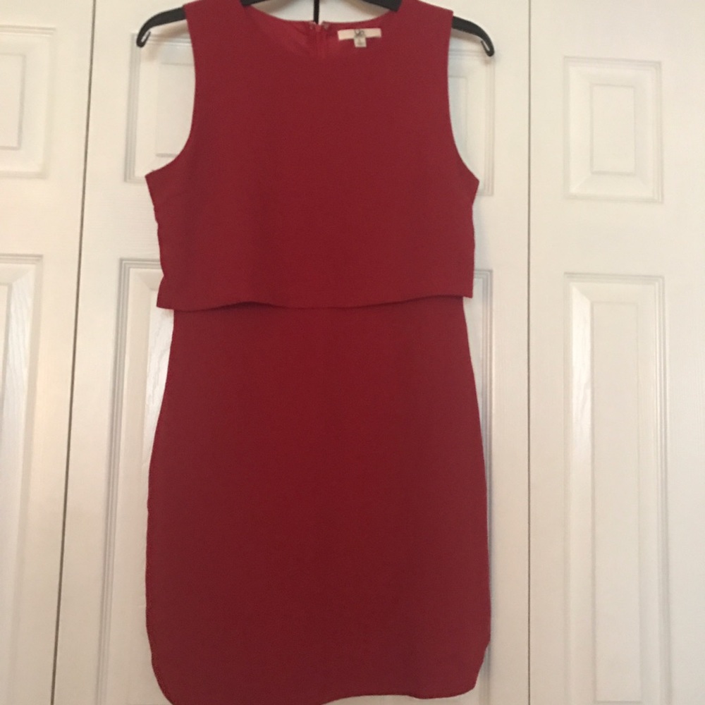 Red faux crop top dress