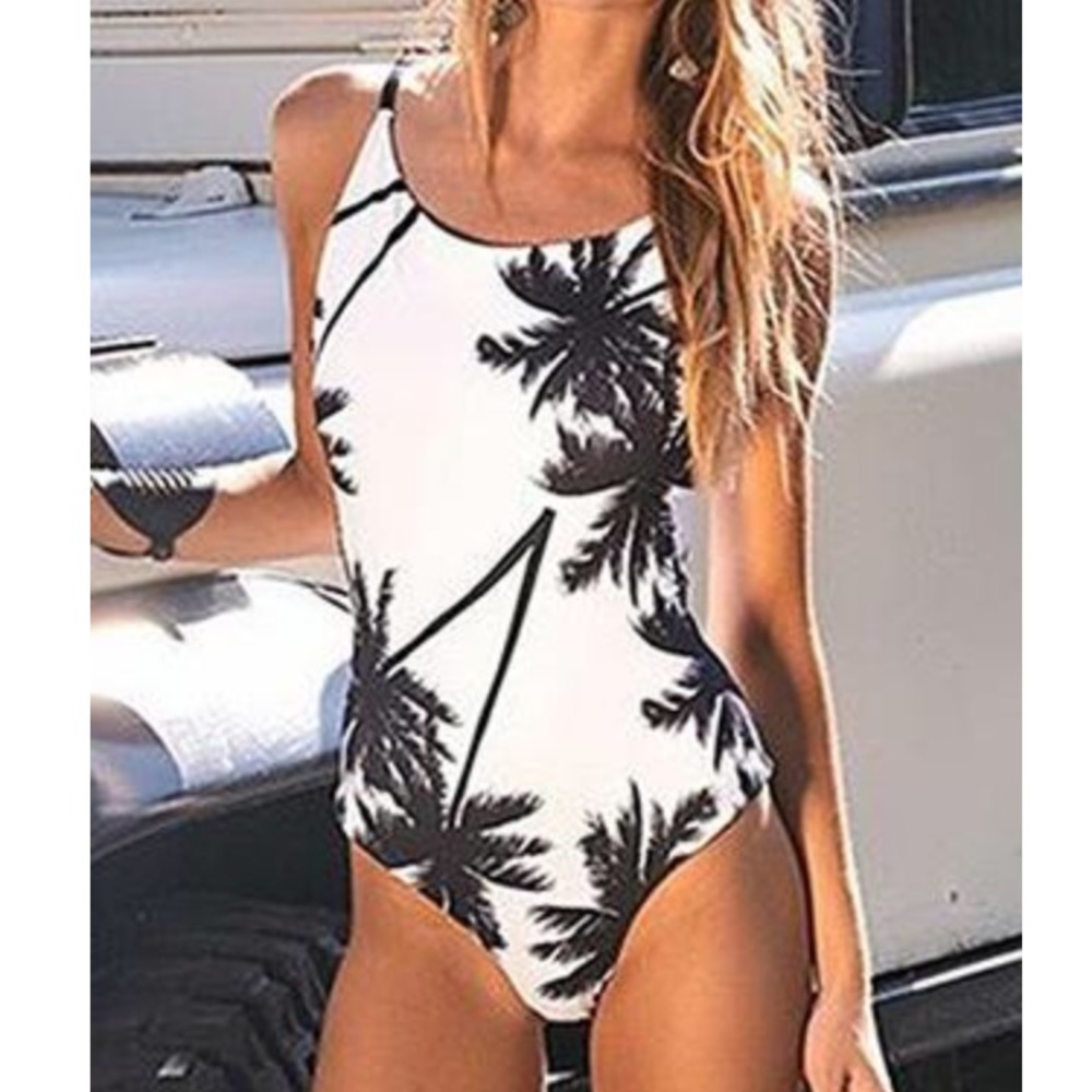 One piece coconut tree swimwear