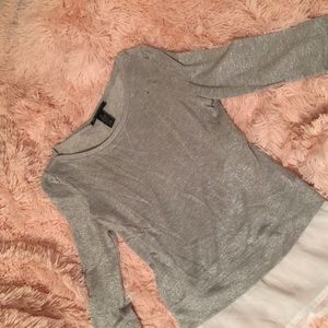 3/4 SILVER AND WHITE BLOUSE