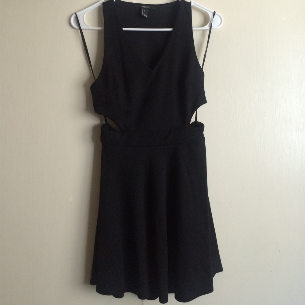 Forever 21 Cut Out Black Flare Dress