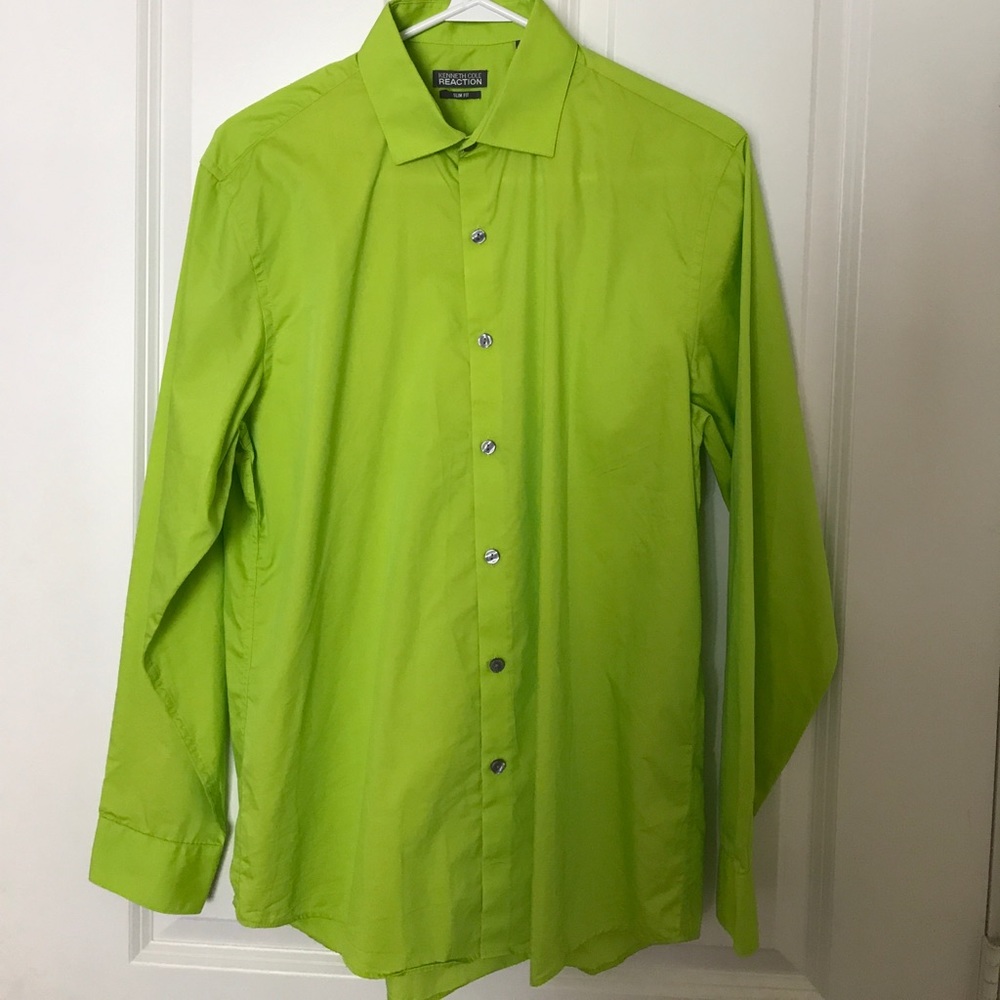 Kenneth Cole Slim Fit Dress Shirt (Lime Green)
